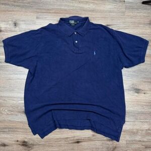 dark navy blue polo ralph lauren polo shirt with light blue pony